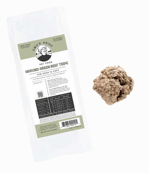 Oma's Pride Frozen Raw Ground Beef Tripe 2lb Block livestock health goat wellness poultry spray cattle health aid goat nutrition