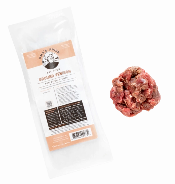 Oma's Pride Frozen Raw Ground Venison 1lb Block *Special Order Only* livestock health goat wellness poultry spray cattle health aid goat nutrition