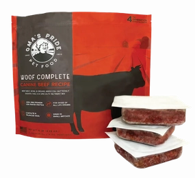 Oma's Pride Frozen Raw Woof Complete Canine Beef Recipe 6lb Bag livestock health goat wellness poultry spray cattle health aid goat nutrition
