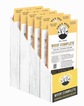 Oma's Pride Frozen Raw Woof Complete Canine Chicken Recipe 1lb Block livestock health goat wellness poultry spray cattle health aid goat nutrition