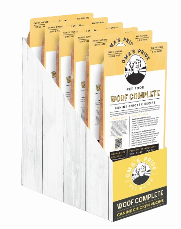 Oma's Pride Frozen Raw Woof Complete Canine Chicken Recipe 1lb Block livestock health goat wellness poultry spray cattle health aid goat nutrition