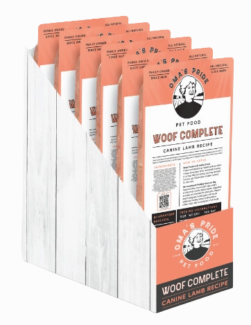 Oma's Pride Frozen Raw Woof Complete Canine Lamb Recipe 1lb Block livestock health goat wellness poultry spray cattle health aid goat nutrition