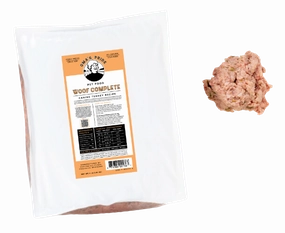 Oma's Pride Frozen Raw Woof Complete Canine Turkey Recipe 4lb Block livestock health goat wellness poultry spray cattle health aid goat nutrition