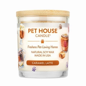 One Fur All Pet House 9oz Candle - Caramel Latte dog pain relief hip joint supplement senior dog care pet arthritis aid dog skin supplement