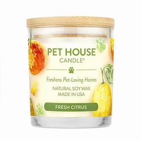 One Fur All Pet House 9oz Candle - Fresh Citrus dog pain relief hip joint supplement senior dog care pet arthritis aid dog skin supplement