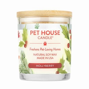 One Fur All Pet House 9oz Candle - Hollyberry dog pain relief hip joint supplement senior dog care pet arthritis aid dog skin supplement