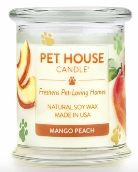 One Fur All Pet House 9oz Candle - Mango Peach dog pain relief hip joint supplement senior dog care pet arthritis aid dog skin supplement
