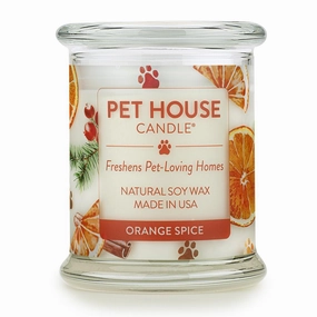 One Fur All Pet House 9oz Candle - Orange Spice dog pain relief hip joint supplement senior dog care pet arthritis aid dog skin supplement