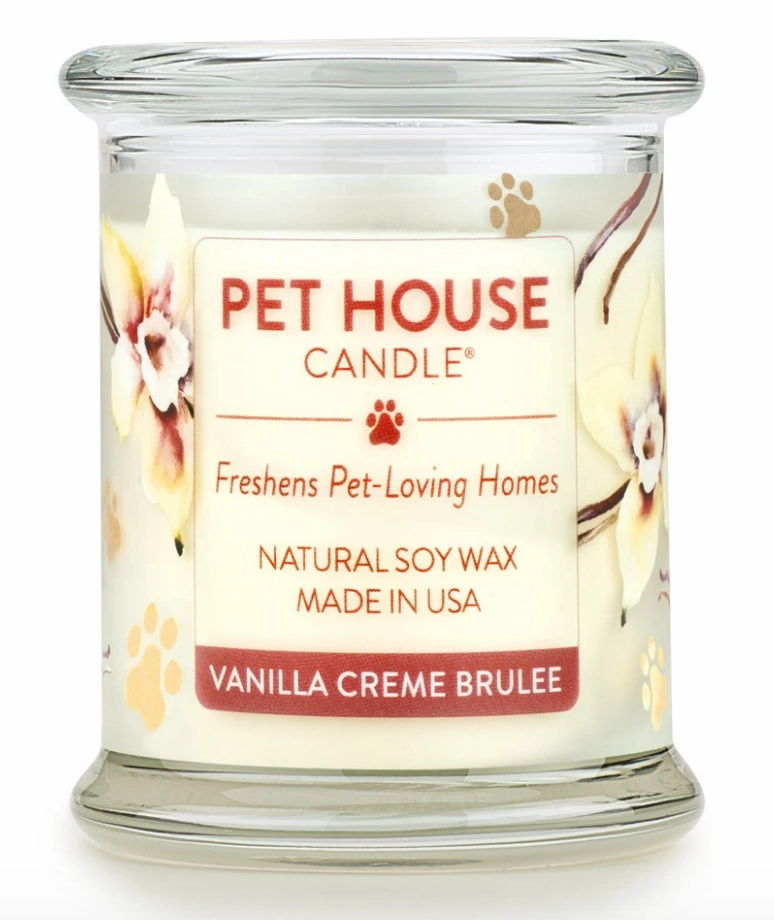One Fur All Pet House 9oz Candle - Vanilla Creme Brulee dog pain relief hip joint supplement senior dog care pet arthritis aid dog skin supplement