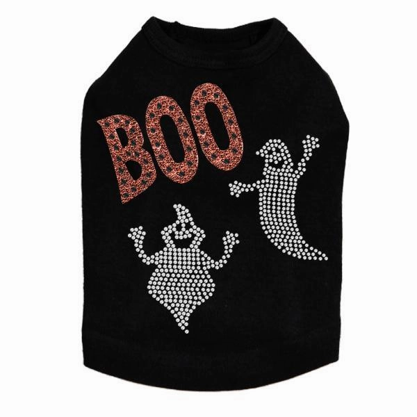 Orange Glitter Boo With Rhinestone Ghost Dog Tank treats for dogs dog biscuits dog reward treats organic dog snacks natural dog biscuits