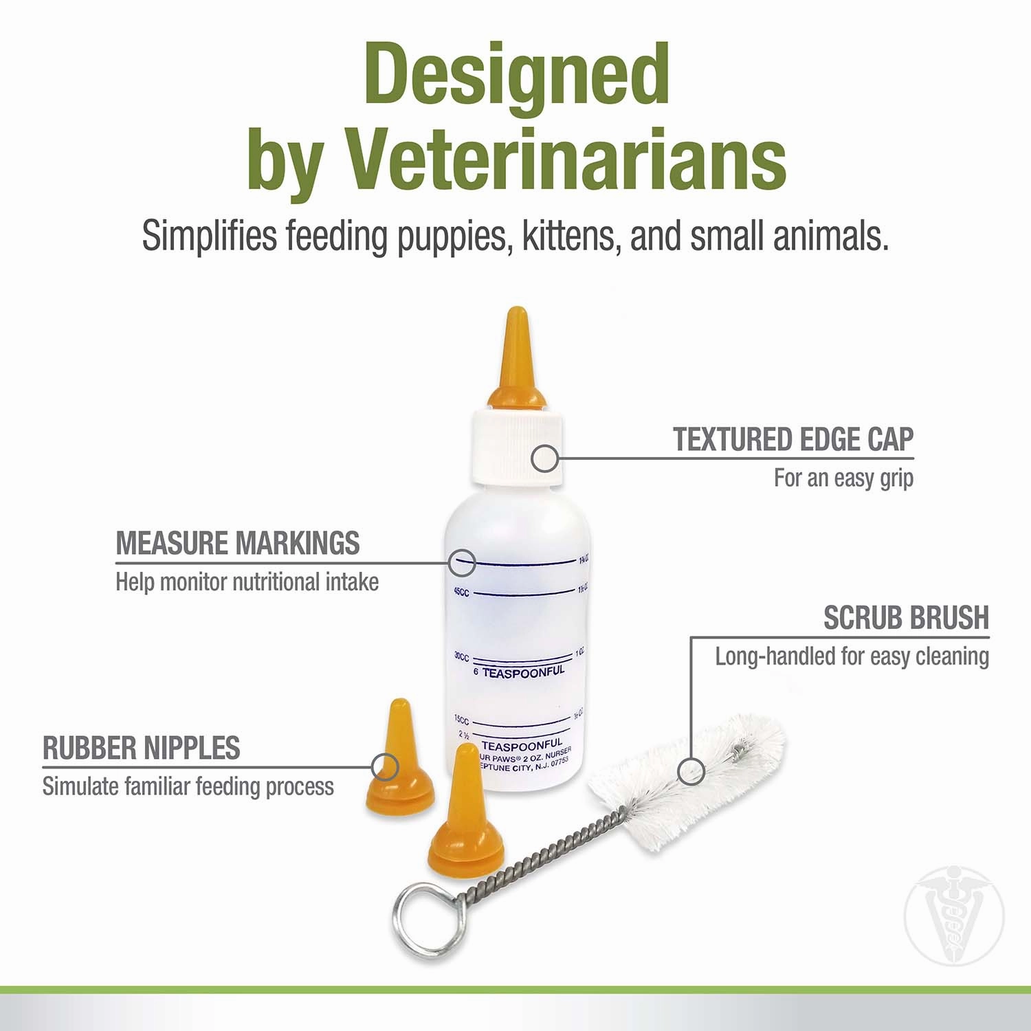 Pet Nursing Kit, Bottle and Brush, 2 oz