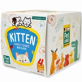 PetCubes Gently Cooked Beef & Duck Kitten Frozen Cat Food 1.28kg pet health pet wellness pet pain relief pet probiotic pet calming