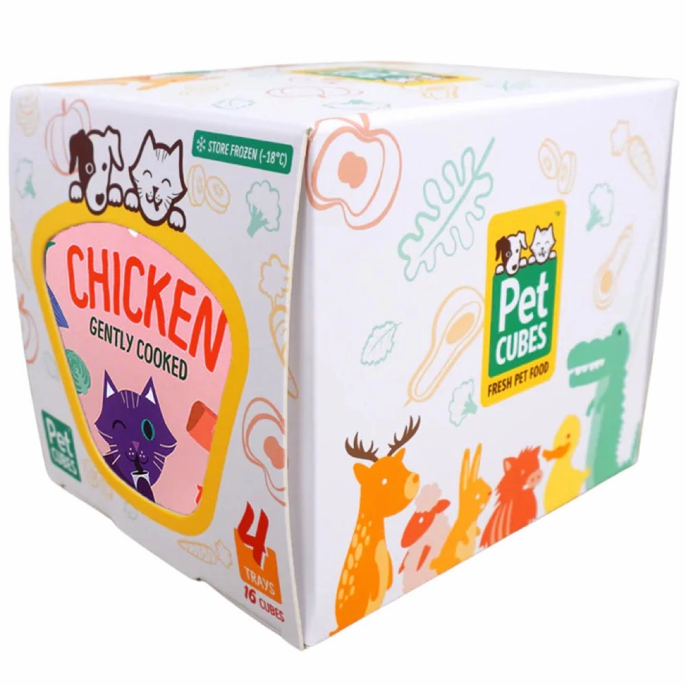 PetCubes Gently Cooked Chicken Frozen Cat Food 1.28kg