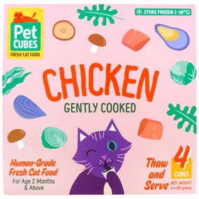 PetCubes Gently Cooked Chicken Frozen Cat Food 1.28kg natural cat food soft cat treats freeze dried cat food organic cat treats indoor cat food