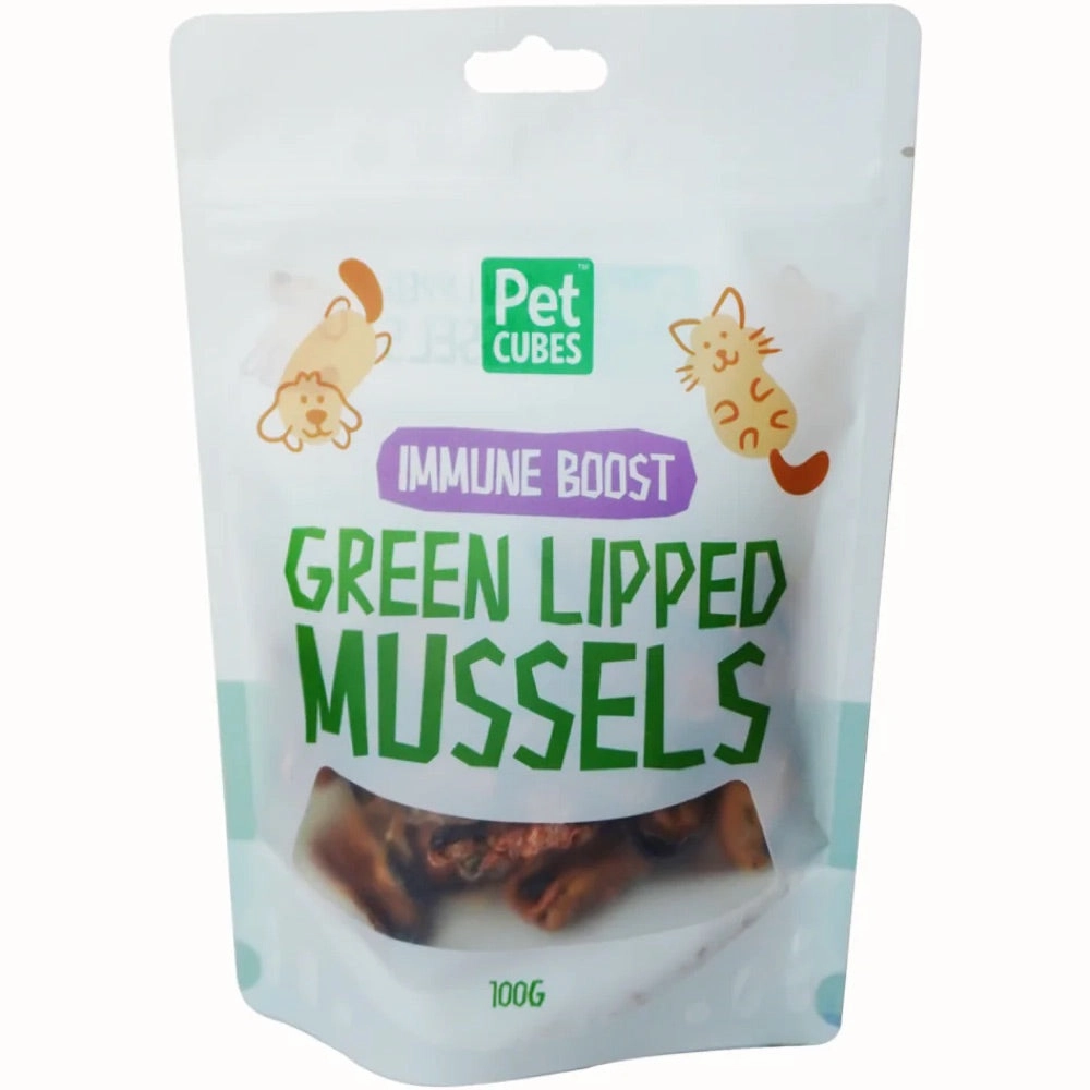 PetCubes Green Lipped Mussels Grain-Free Treats For Cats & Dogs 100g dog chew toys dog dental chews durable chew toys puppy chew toy bone chew