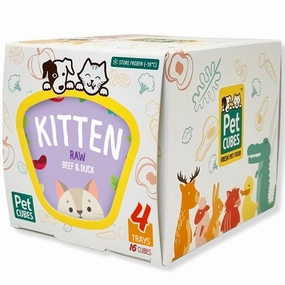 PetCubes Raw Beef & Duck Kitten Frozen Cat Food 1.28kg pet health pet wellness pet pain relief pet probiotic pet calming