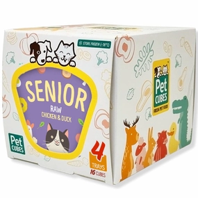 PetCubes Raw Chicken & Duck Senior Frozen Cat Food 1.28kg natural cat food soft cat treats freeze dried cat food organic cat treats indoor cat food