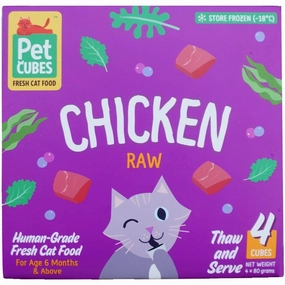 PetCubes Raw Chicken Frozen Cat Food 1.28kg natural cat food soft cat treats freeze dried cat food organic cat treats indoor cat food