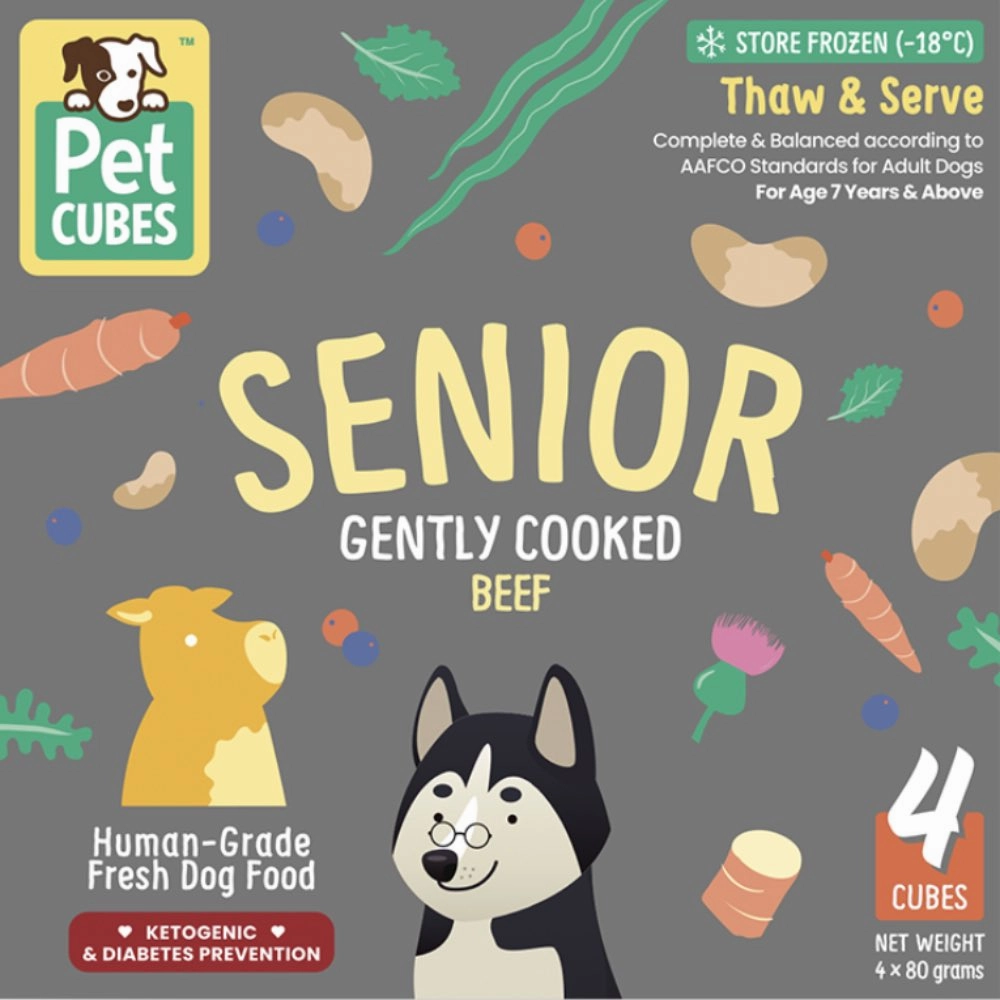 PetCubes Senior Gently Cooked Beef Grain-Free Frozen Dog Food 2.24kg dog sweater dog tuxedo dog dress holiday dog outfit dog birthday shirt