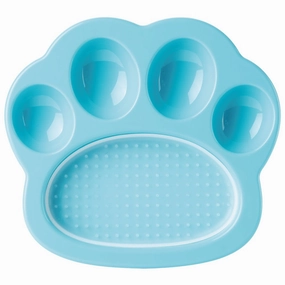 PetDreamHouse PAW 2-In-1 Mini Interactive Slow Feeder For Cats & Dogs (Blue Paw) cat leash cat bowtie cat hat cat bandana cat costume