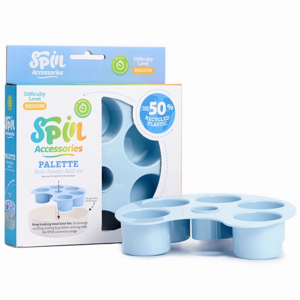 PetDreamHouse SPIN Accessories Interactive Slow Feeder Add-On For Cats & Dogs (Baby Blue Palette) dog bones rawhide chew sticks dog jerky bacon bone