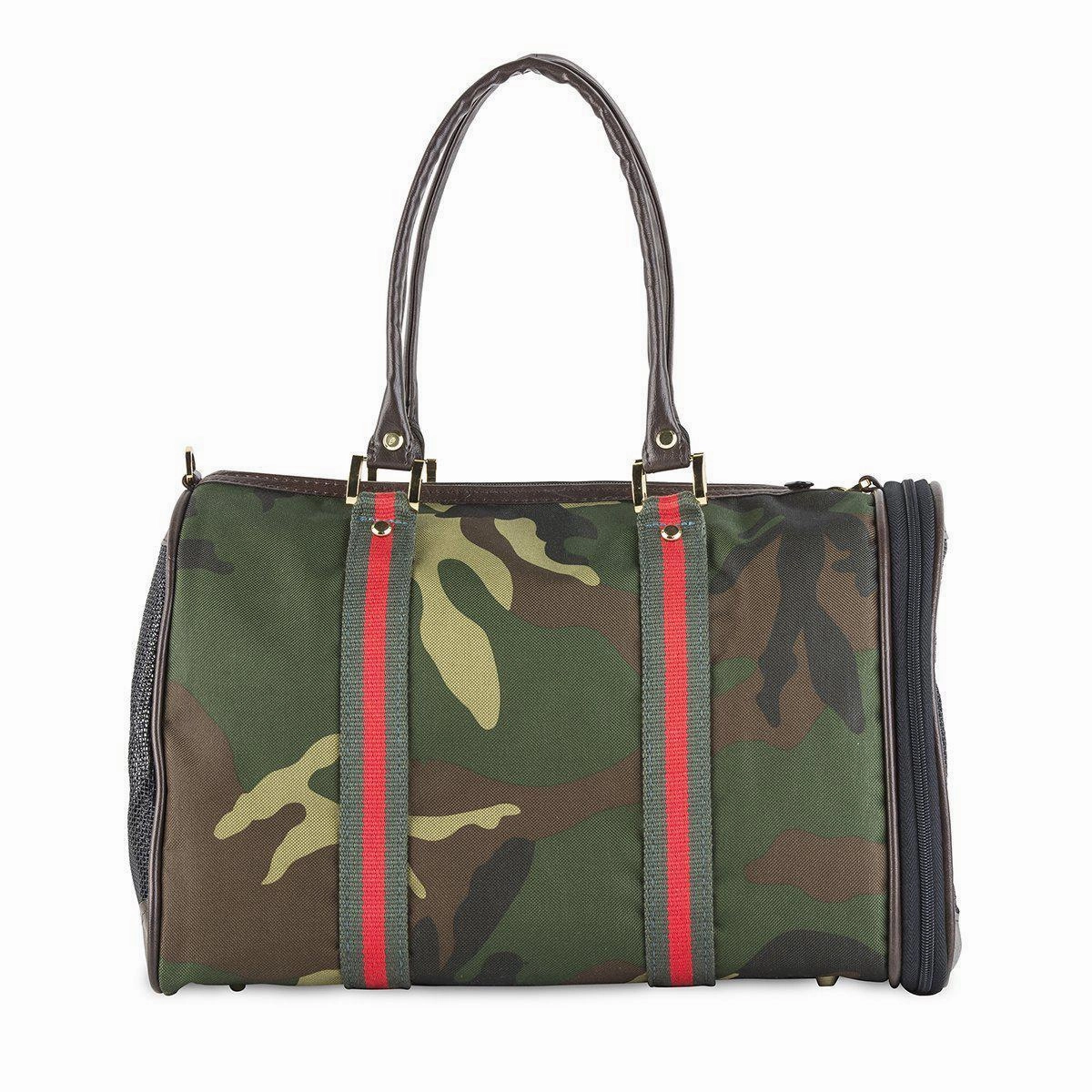 Petote JL Duffel Dog Carrier Camo With Stripe dog bowtie leather collar dog charm dog party wear dog scarf set