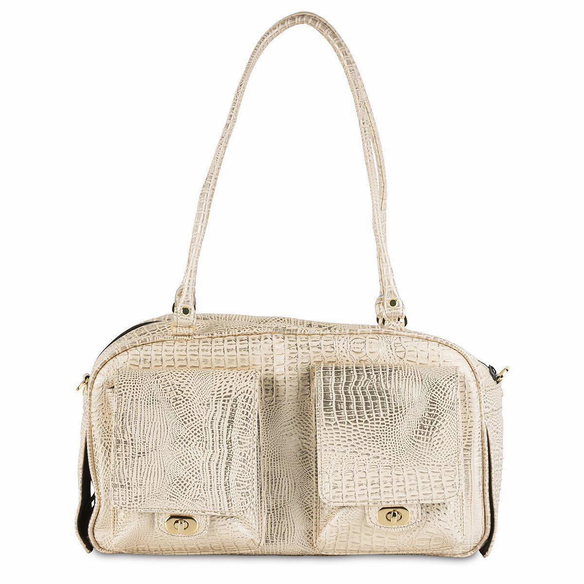 Petote Marlee Dog Carrier Gold Croco dog bowtie leather collar dog charm dog party wear dog scarf set