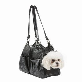 Petote Metro Dog Carrier Black Quilted dog bowtie leather collar dog charm dog party wear dog scarf set