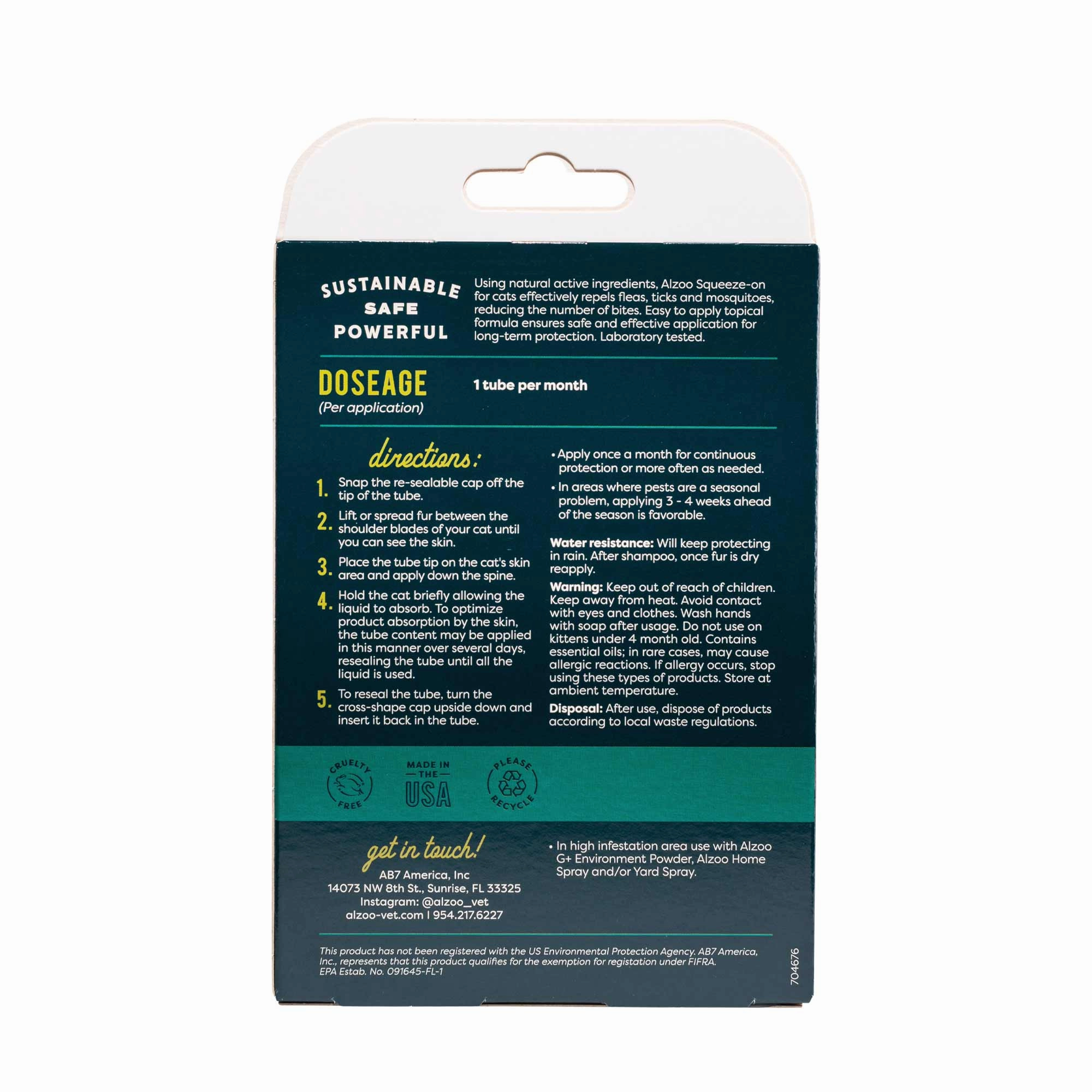 Plant-Based Flea & Tick Squeeze-On Topical for Cats