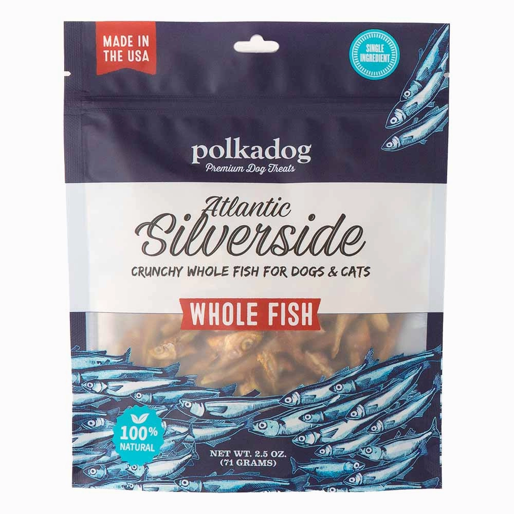 Polkadog Atlantic Silverside Grain-Free Treats For Cats & Dogs 2.5oz (Pouch) dog sweater dog tuxedo dog dress holiday dog outfit dog birthday shirt