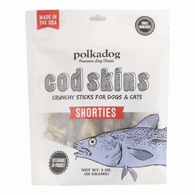 Polkadog Cod Skin Jerky Shorties Grain-Free Treats For Cats & Dogs 2oz (Pouch) dog supplies dog food toys accessories dog bed