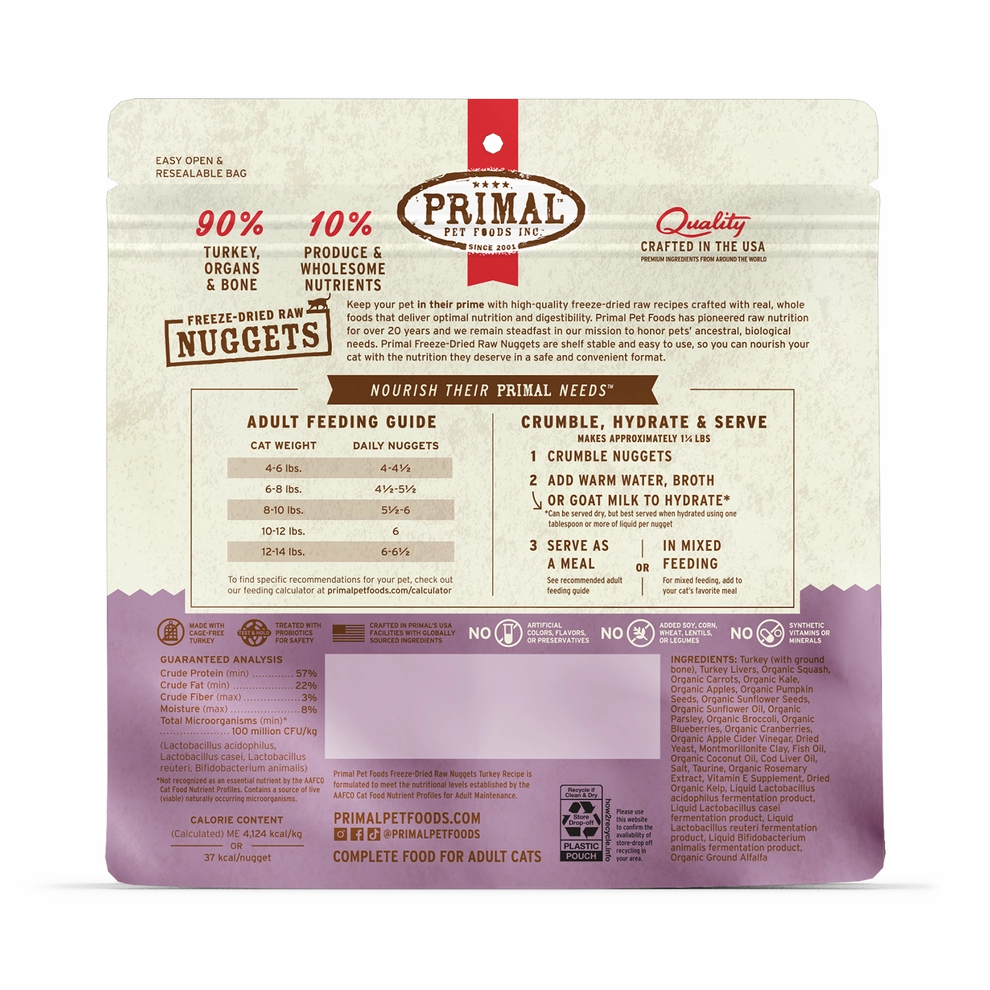 Primal Freeze Dried Nuggets Grain Free Turkey Formula Cat Food