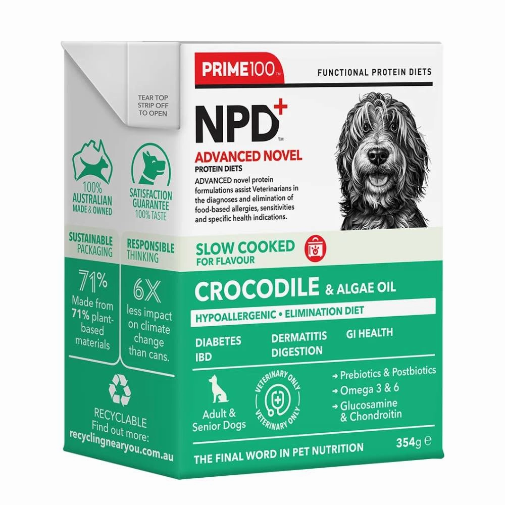 Prime100 NPD Slow Cooked Crocodile & Algae Oil Wet Dog Food 354g dog sweater dog tuxedo dog dress holiday dog outfit dog birthday shirt