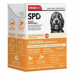 Prime100 SPD Slow Cooked Chicken & Brown Rice Wet Dog Food 354g dog sweater dog tuxedo dog dress holiday dog outfit dog birthday shirt