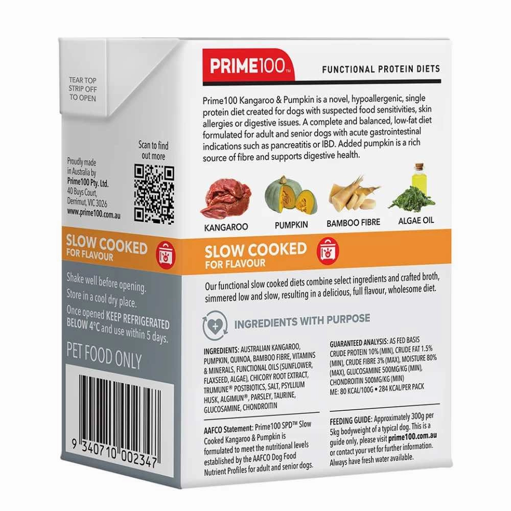 Prime100 SPD Slow Cooked Kangaroo & Pumpkin Wet Dog Food 354g