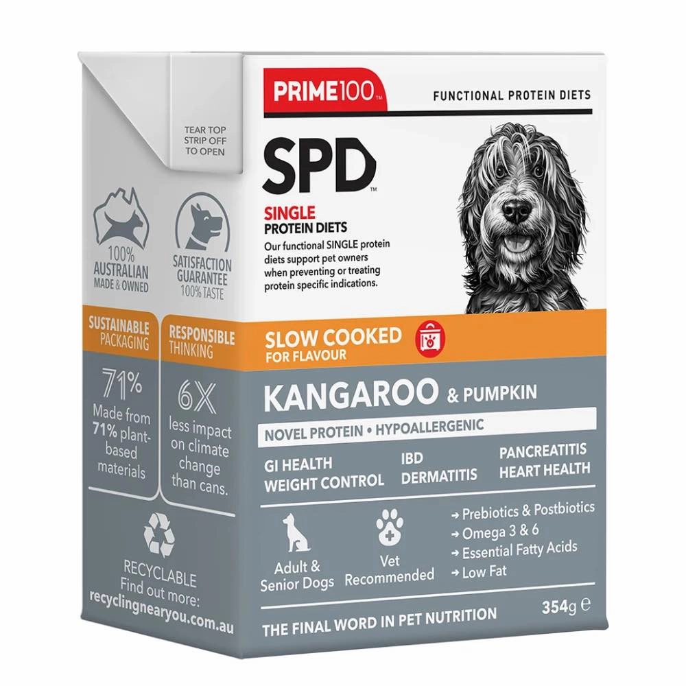 Prime100 SPD Slow Cooked Kangaroo & Pumpkin Wet Dog Food 354g dog sweater dog tuxedo dog dress holiday dog outfit dog birthday shirt