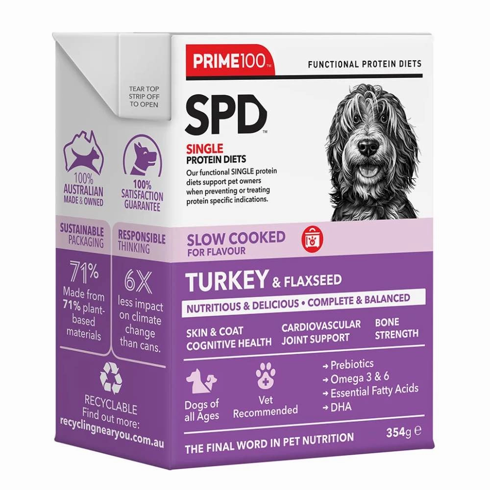 Prime100 SPD Slow Cooked Turkey & Flaxseed Wet Dog Food 354g dog sweater dog tuxedo dog dress holiday dog outfit dog birthday shirt