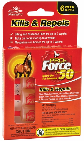 Pro Force 50 Spot On Topical Fly Treatment for Horses pet shampoo pet brush pet wipes pet scissors pets comb