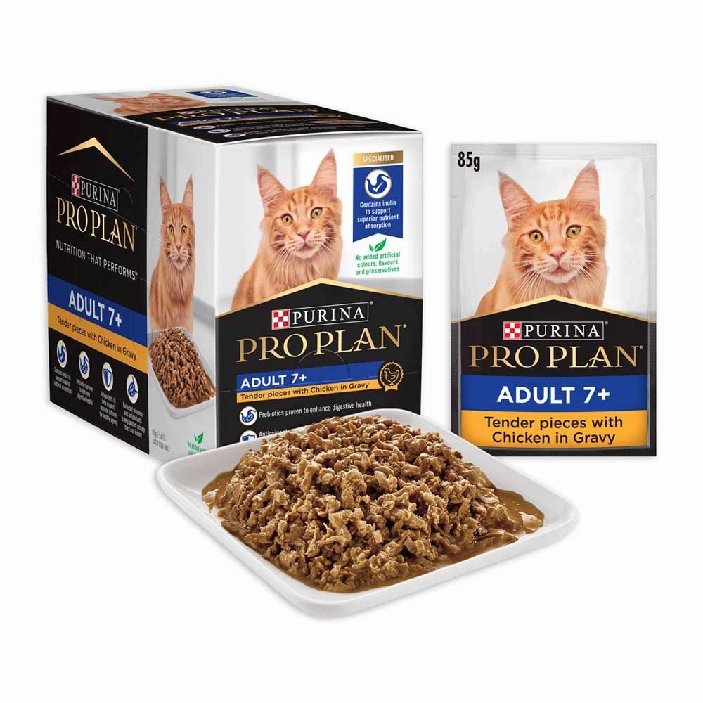 Pro Plan Chicken In Gravy Adult 7  Pouch Cat Food 85g x 12 dog travel bag car seat cover pet carrier for car training leash dog training whistle