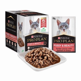 Pro Plan Fussy & Beauty Salmon In Gravy Adult Pouch Cat Food 85g x 12 dog travel bag car seat cover pet carrier for car training leash dog training whistle