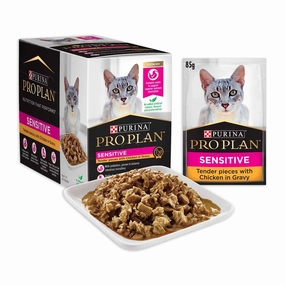 Pro Plan Sensitive Tender Chicken In Gravy Adult Pouch Cat Food 85g x 12 dog travel bag car seat cover pet carrier for car training leash dog training whistle