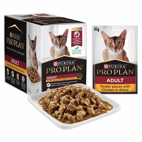 Pro Plan Tender Chicken In Gravy Adult Pouch Cat Food 85g x 12 dog travel bag car seat cover pet carrier for car training leash dog training whistle