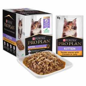 Pro Plan Tender Chicken In Jelly Kitten Pouch Cat Food 85g x 12 pet health pet wellness pet pain relief pet probiotic pet calming