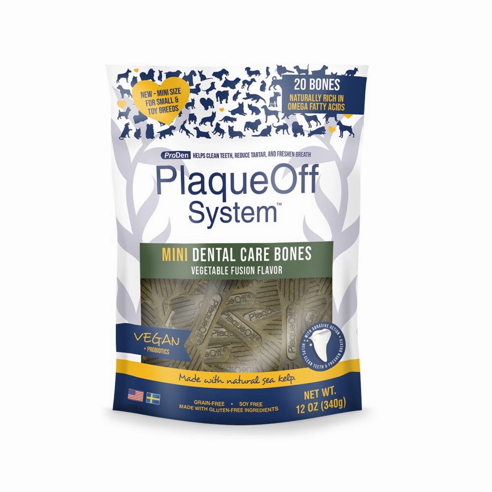 ProDen PlaqueOff Mini Dental Care Bones Vegetable Fusion Flavor Grain-Free Dog Treats 340g no pull dog harness nylon dog leash dog walking set dog vest harness pet lead