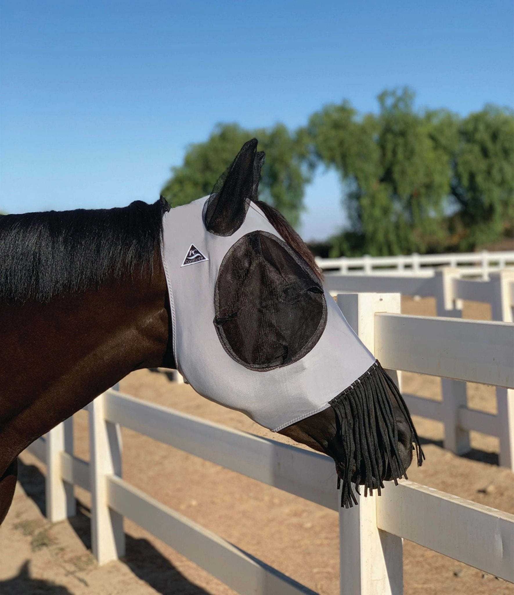 Professional's Choice Comfort-Fit Lycra Horse Fly Mask with Ears & Nose Fringe
