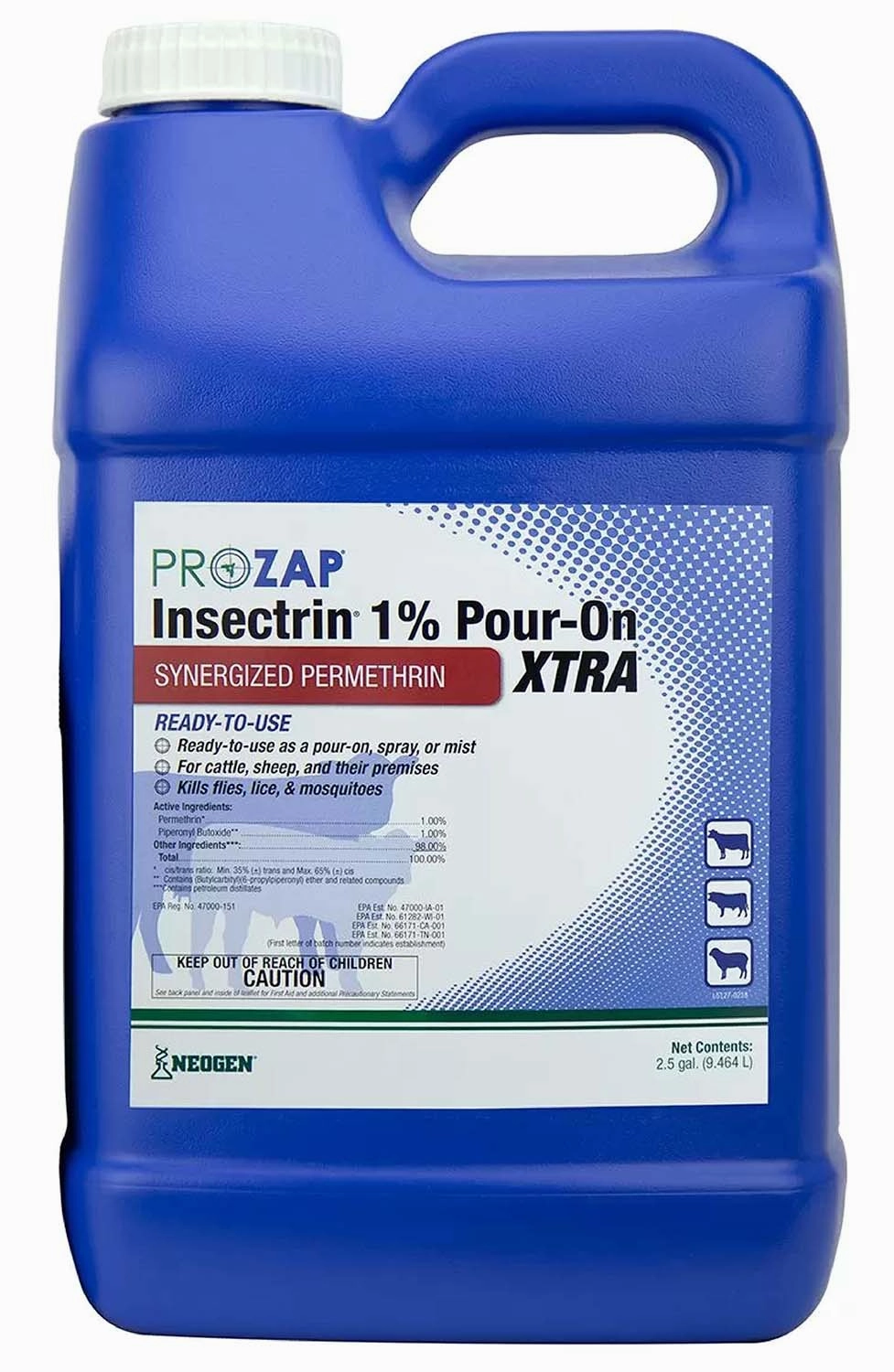 Prozap Insectrin 1% Pour-On Xtra, 2.5 gal