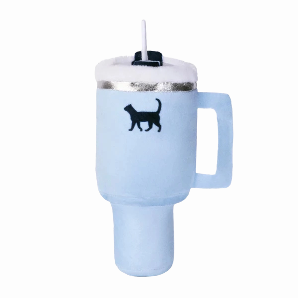 PUPROAR Kitty Cup Tumbler Plush Cat Toy with Catnip & Crinkle Paper - Chambray Blue cat toys interactive cat toys cat teaser wand cat balls cat laser pointer