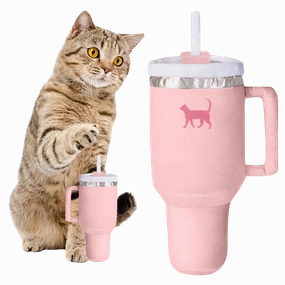 PUPROAR Kitty Cup Tumbler Plush Cat Toy with Catnip & Crinkle Paper - Peach Pink Dust cat toys interactive cat toys cat teaser wand cat balls cat laser pointer
