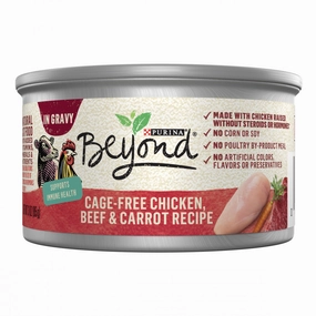 Purina Beyond Cage-Free Chicken, Beef & Carrot Recipe in Gravy Canned Cat Food cat calming diffuser cat stress relief anxiety cat treats cat relaxing spray pet mood aid