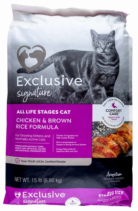 Purina Exclusive Signature Premium All Life Stages Dry Cat Food, Chicken/Brown Rice cat beds cat scratching post cat shampoo cat tunnel cat brush